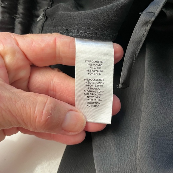 ELIE. ELIE TAHARI NWT! Black Satin Silky High Rise Drawstring Wide Leg Pants L - Picture 10 of 10